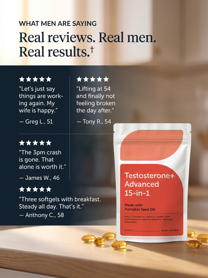 15-in-1 Oil-Based Testosterone Softgels for Male Performance
